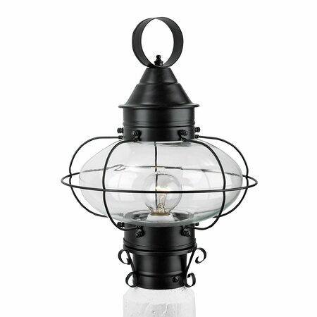 NORWELL Cottage Onion Outdoor Post Lantern - Black with Clear Glass 1321-BL-CL
